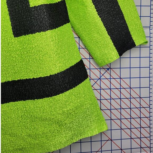 Berek Vintage 80s Green Black Crinkle Snap Front Asymmetric Geometric Tunic Top - Picture 8 of 12